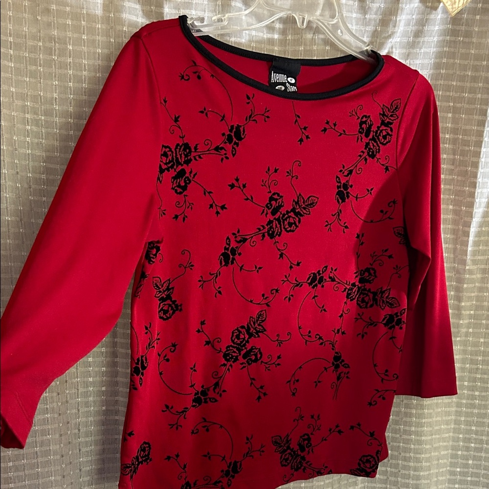 Elegant Red Floral Blouse